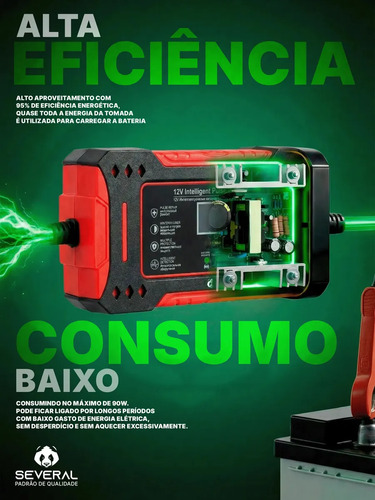 Carregador Inteligente De Bateria Automotiva Several Importados 12v Portátil Rápido Para Carro Moto E Veículos Several