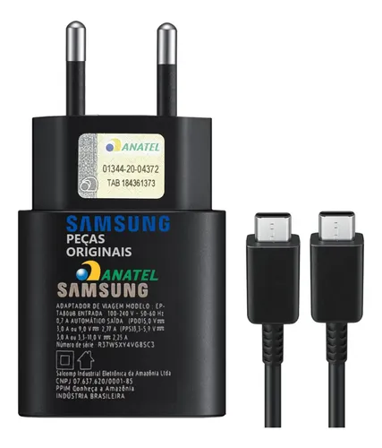Carregador original samsung turbo s24 s23 s22 s21 s20 25w br