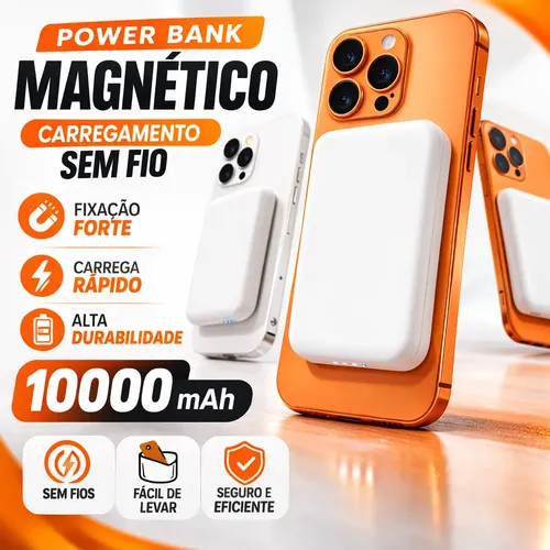Carregador Por Indução 10000mah Magnético Para iPhone