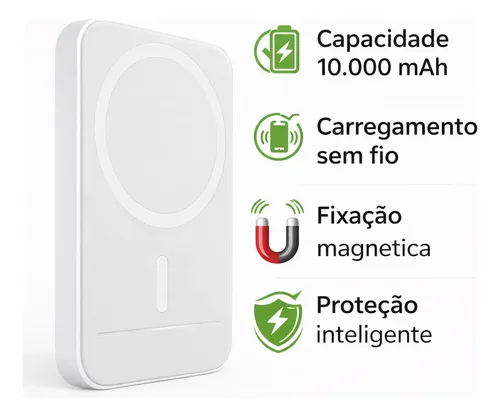 Carregador Por Indução 10000mah Magnético Para iPhone