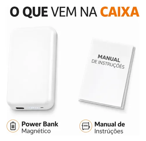 Carregador Por Indução 10000mah Magnético Para iPhone