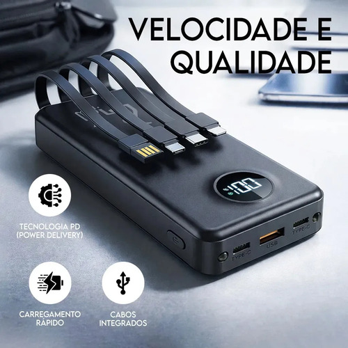 Carregador Portátil Davely Power Bank 20000mAh Turbo para Samsung, iPhone e Xiaomi