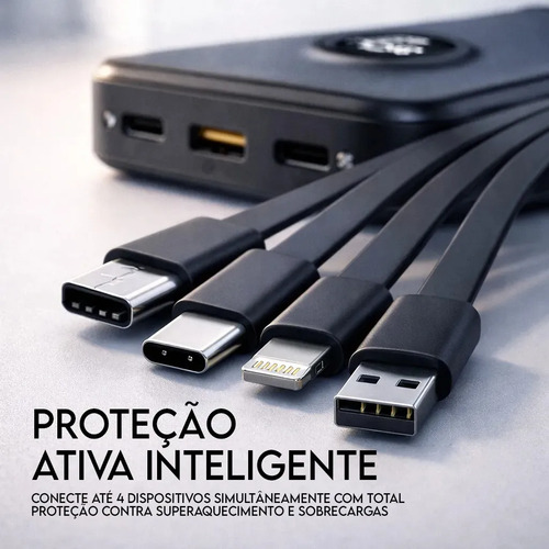 Carregador Portátil Davely Power Bank 20000mAh Turbo para Samsung, iPhone e Xiaomi