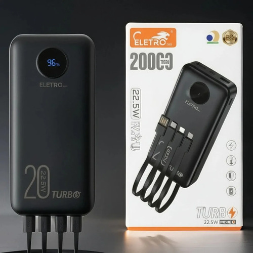 Carregador Portátil Davely Power Bank 20000mAh Turbo para Samsung, iPhone e Xiaomi