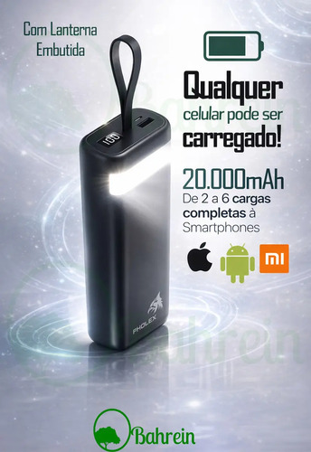 Carregador Portátil Power Bank 20.000mAh com Carregamento Turbo para Celular Bahrein