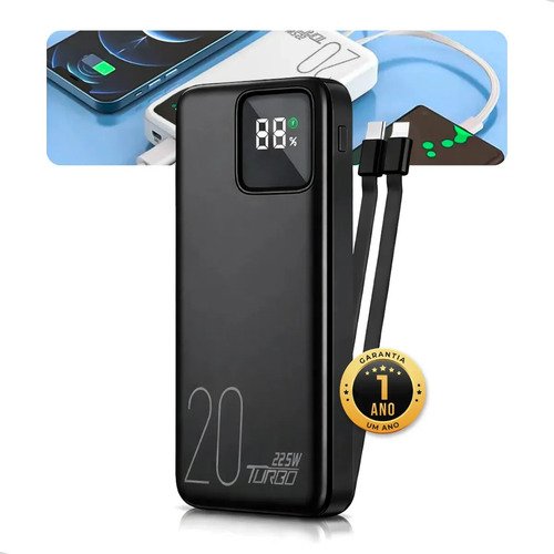 Carregador portatil power bank 20000mah turbo celular carga