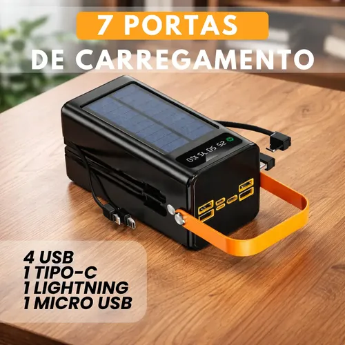 Carregador Portátil Power Bank Solar Turbo 50.000mah Rápido
