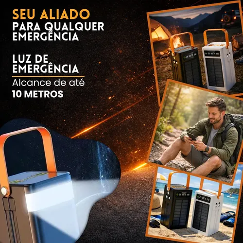 Carregador Portátil Power Bank Solar Turbo 50.000mah Rápido