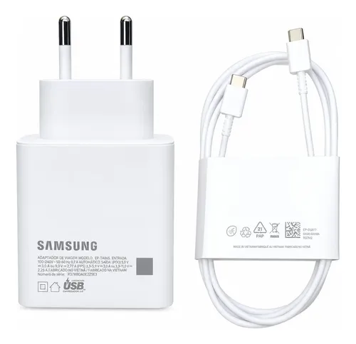 Carregador samsung chromebook 4 e galaxy book 2 45w original