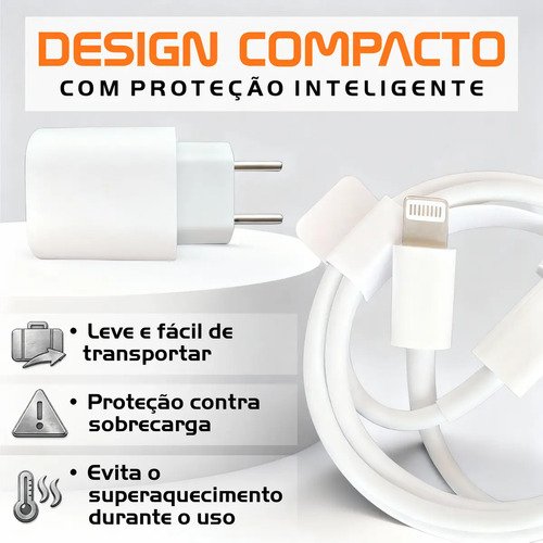 Carregador Turbo 40w Para iPhone 11 12 13 14 Pro Max Usb Branco
