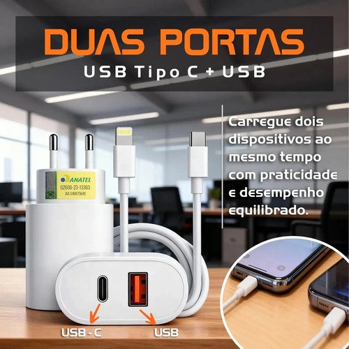 Carregador Turbo 40w Para iPhone 11 12 13 14 Pro Max Usb Branco