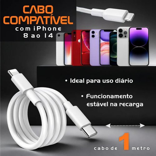 Carregador Turbo 40w Para iPhone 11 12 13 14 Pro Max Usb Branco