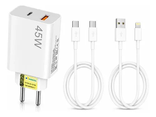 Carregador turbo 45w para xiaomi poco x7 redmi tipoc iphone