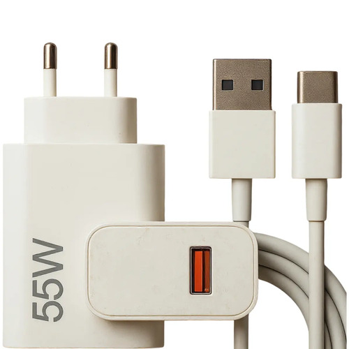 Carregador turbo 55w usb c com cabo tipo c 1 metro fonte biv