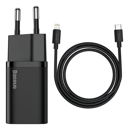 Carregador turbo baseus 20w com cabo para iphone 14 cor pret