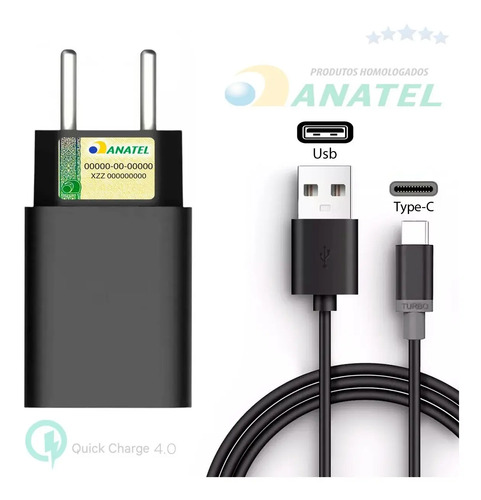 Carregador Turbo Compativel Moto G31 G34 G41 G50 Usb-c 30w