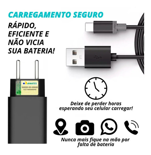 Carregador Turbo Compativel Moto G31 G34 G41 G50 Usb-c 30w