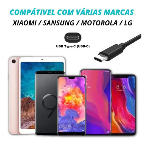 Carregador Turbo Compativel Moto G31 G34 G41 G50 Usb-c 30w