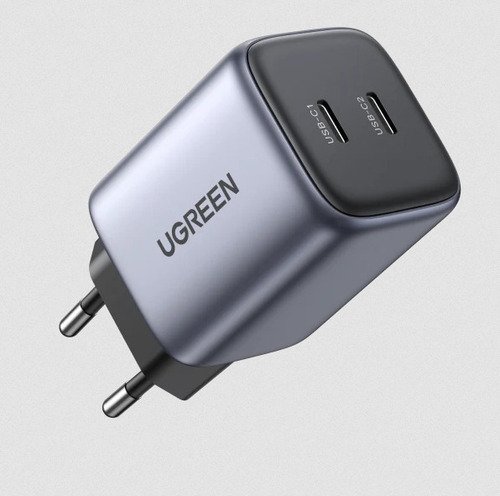 Carregador turbo gan ugreen nexode 2 usb c 45w pd cinza escu