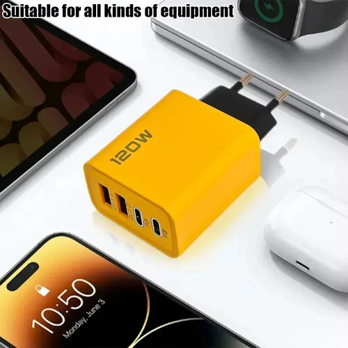 Carregador Turbo Parede 120w 2 Usb + 2 Usb-c Pd