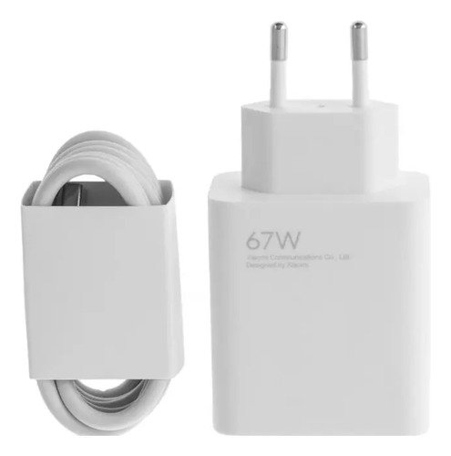 Carregador Turbo usb c 67w (fonte + Cabo) Branco