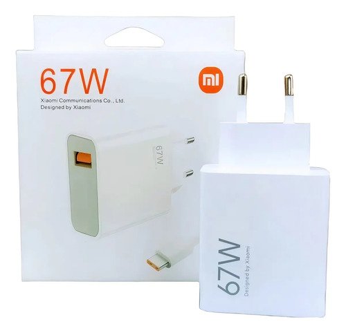 Carregador Turbo usb c 67w (fonte + Cabo) Branco