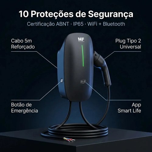 Carregador Veículo Elétrico MF Power Wallbox Tipo 2 32A 7kW 220V IP65