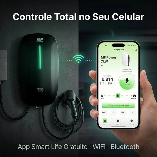 Carregador Veículo Elétrico MF Power Wallbox Tipo 2 32A 7kW 220V IP65