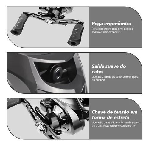 Carretilha De Pesca,18+1 Rolamentos 7.2:1 Pescaria Black