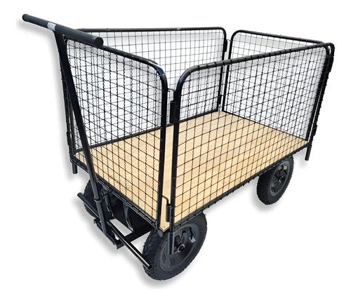 Carrinho com grade movel profissional reforcado preto