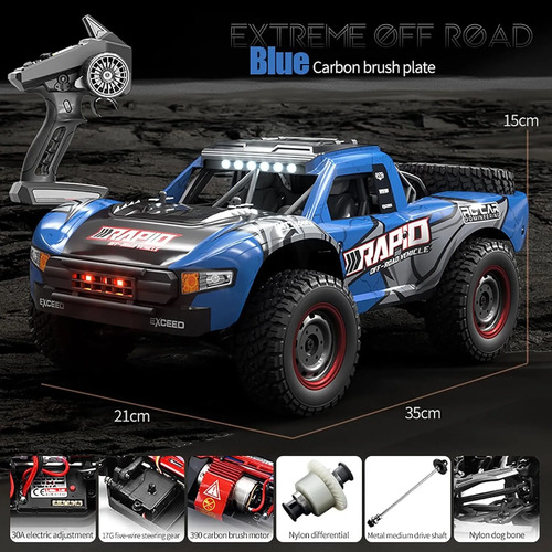 Carrinho Controle Remoto 4x4 2.4ghz 1:16 Off-road Azul