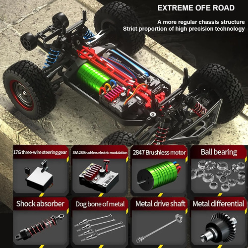 Carrinho Controle Remoto 4x4 2.4ghz 1:16 Off-road Azul