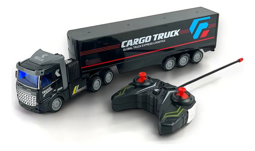 Carrinho Controle Remoto Caminhão Cargo Truck Recarregável Cor Preto