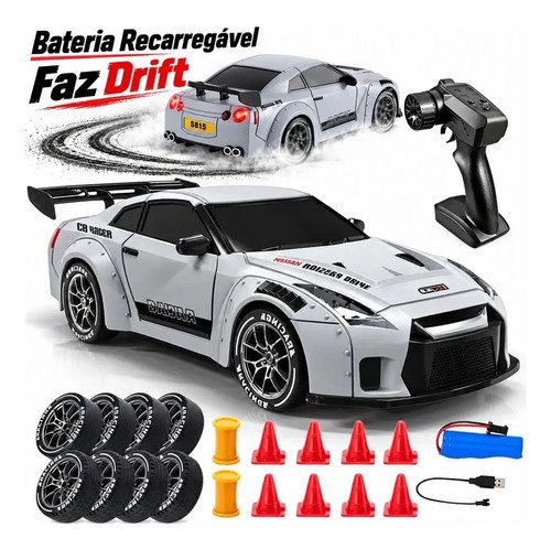 Carrinho controle remoto faz drift bateria recarregavel 4x4