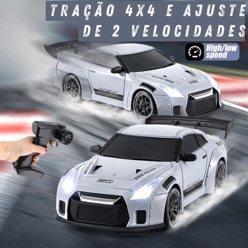 Carrinho Controle Remoto Faz Drift Bateria Recarregavel 4x4 Nissan Gtr R35 Atacarejo Kids Completo Troca Rodinhas Cones Barril