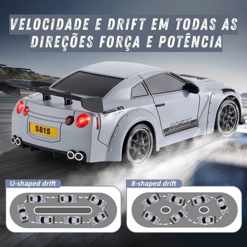 Carrinho Controle Remoto Faz Drift Bateria Recarregavel 4x4 Nissan Gtr R35 Atacarejo Kids Completo Troca Rodinhas Cones Barril