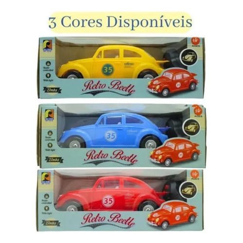 Carrinho Controle Remoto Fusca 22cm 3 Funções Rc