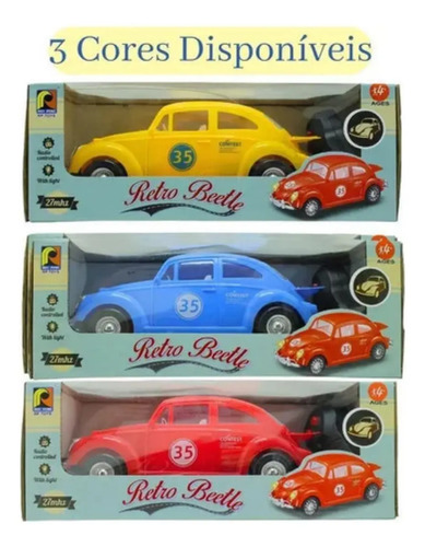 Carrinho Controle Remoto Fusca 22cm 3 Funções Rc