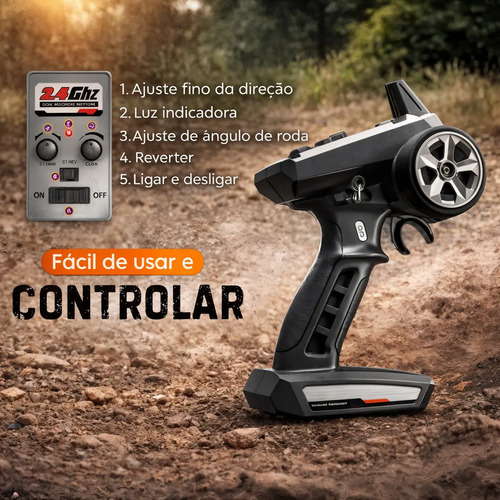 Carrinho Controle Remoto Off Road 4x4 Alta Velocidade 80km Buggy Conquer Veículo Rc Azul Ligeiro