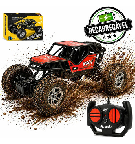 Carrinho controle remoto rally jipe max carro grande bateria