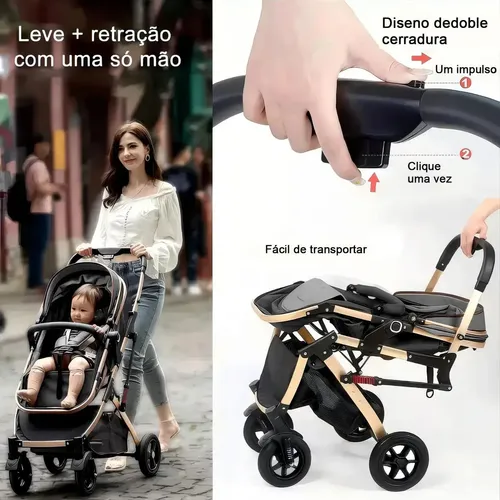 Carrinho De Bebê Passeio Reversivel Chique Conforto 3 Em 1