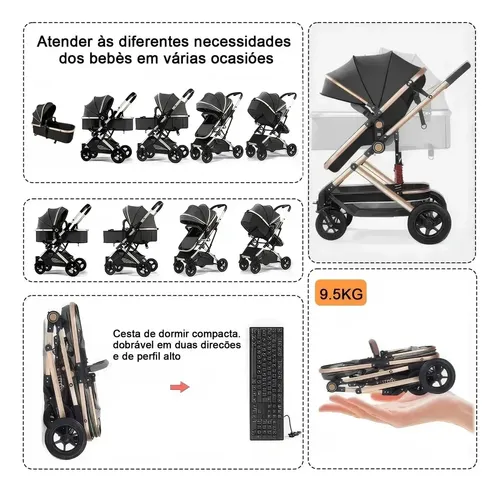Carrinho De Bebê Passeio Reversivel Chique Conforto 3 Em 1