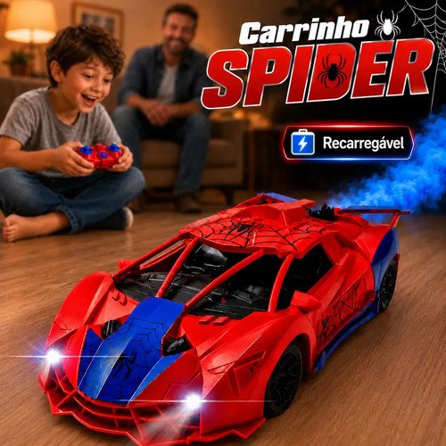 Carrinho de controle remoto homem aranha c fumaca e luzes br