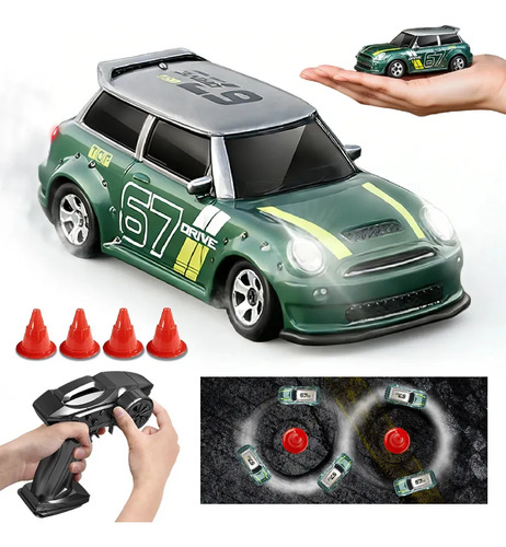 Carrinho de Controle Remoto JCMO Mini Drift 1:64 4x4, Recarregável Com Luz LED