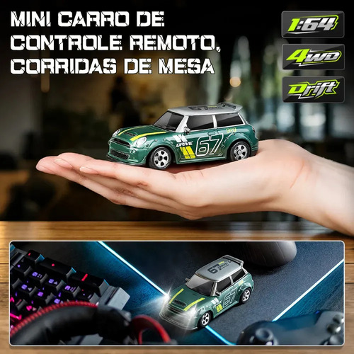 Carrinho de Controle Remoto JCMO Mini Drift 1:64 4x4, Recarregável Com Luz LED