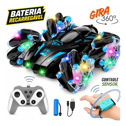 Carrinho De Controle Remoto Recarregável Tração 4x4 Rápido Maluco Gira 360 Com Luzes Aranha Atacarejo Kids
