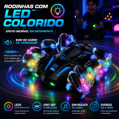 Carrinho De Controle Remoto Recarregável Tração 4x4 Rápido Maluco Gira 360 Com Luzes Aranha Atacarejo Kids