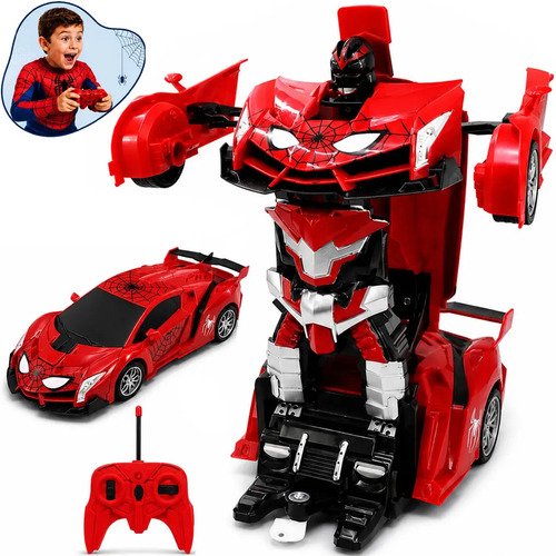 Carrinho de controle remoto robo transformer homem aranha sp