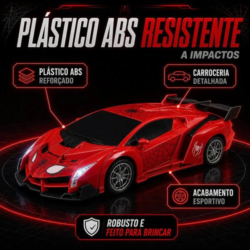Carrinho de Controle Remoto Robô Transformer Homem Aranha Spider Infantil Transformer Que Vira Robô Recarregavel Kizumba