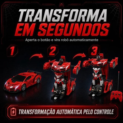 Carrinho de Controle Remoto Robô Transformer Homem Aranha Spider Infantil Transformer Que Vira Robô Recarregavel Kizumba